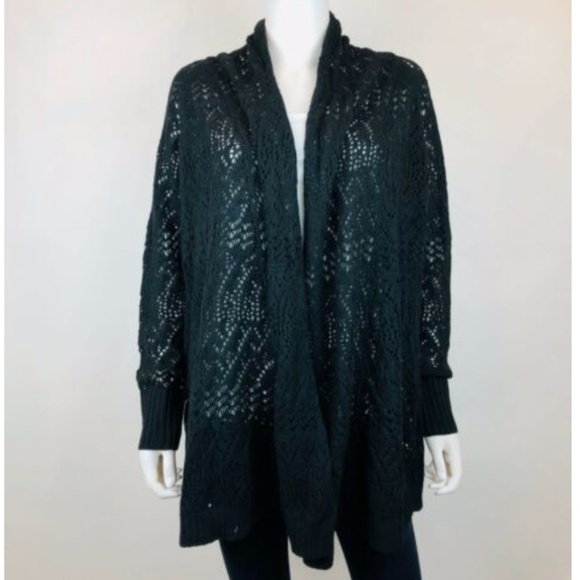 T Tahari Black Open Knit Cardigan - Picture 2 of 5